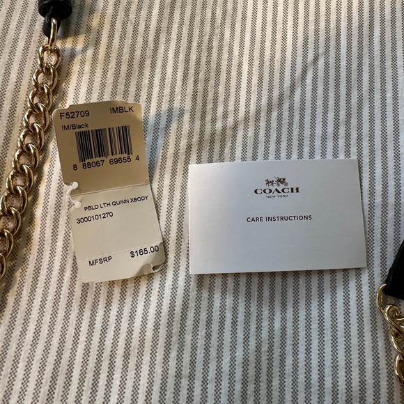 Authentic Coach black pebbled leather bag,Quinn with chain strap new with tags - Picture 6 of 6